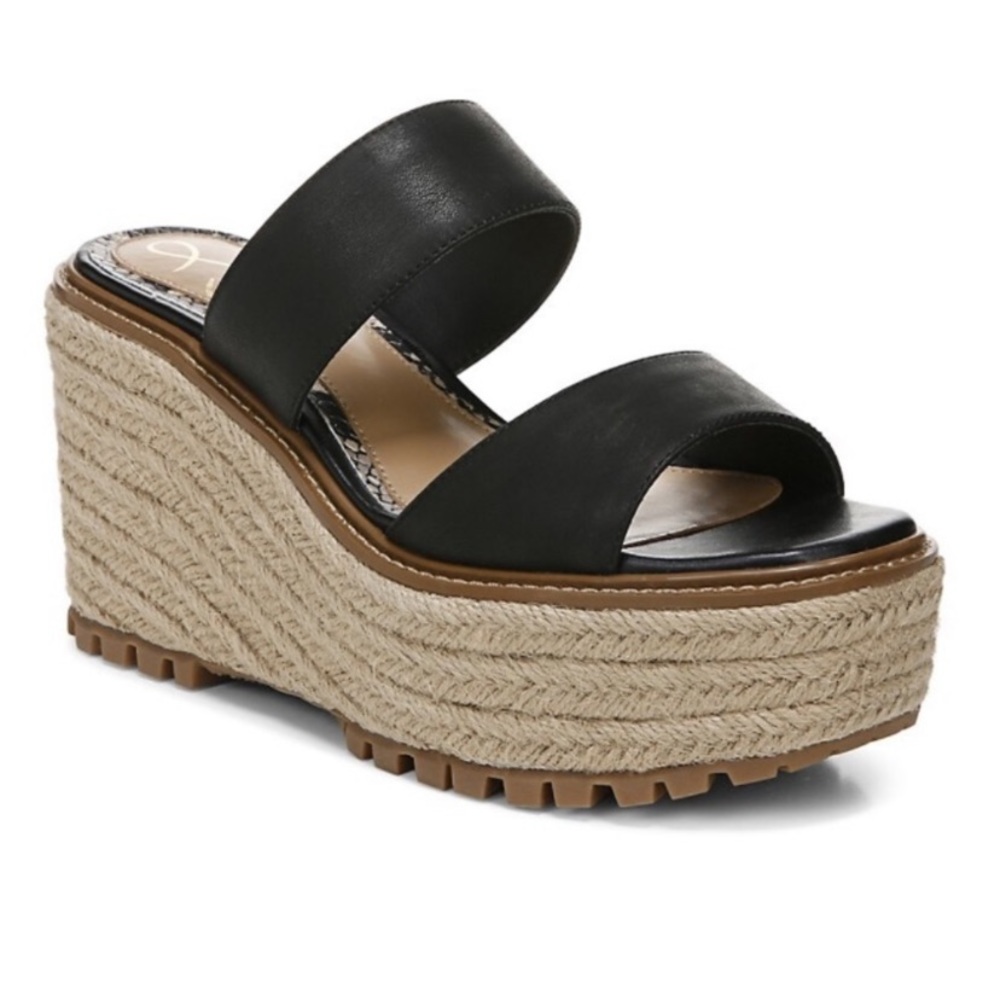 New Sam Edelman Luca Leather Espadrille Platform Wedge Mules size 8.